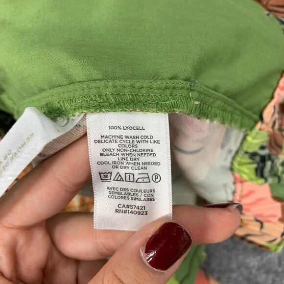 Loft Ann Taylor Shorts Womens L Large Jungle Palm Print Belted Pleated Pockets - Picture 8 of 12